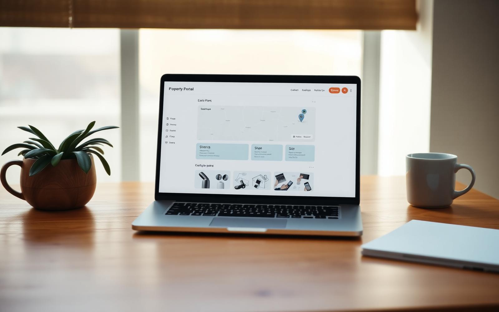 Laptop displaying a document review screen, representing Encumbrance Certificate and record review